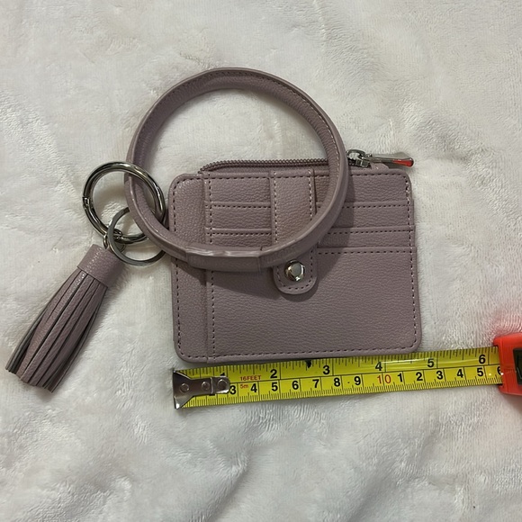 Mauve Wristlet/wallet/coin purse with fringe keychain. - Picture 7 of 7